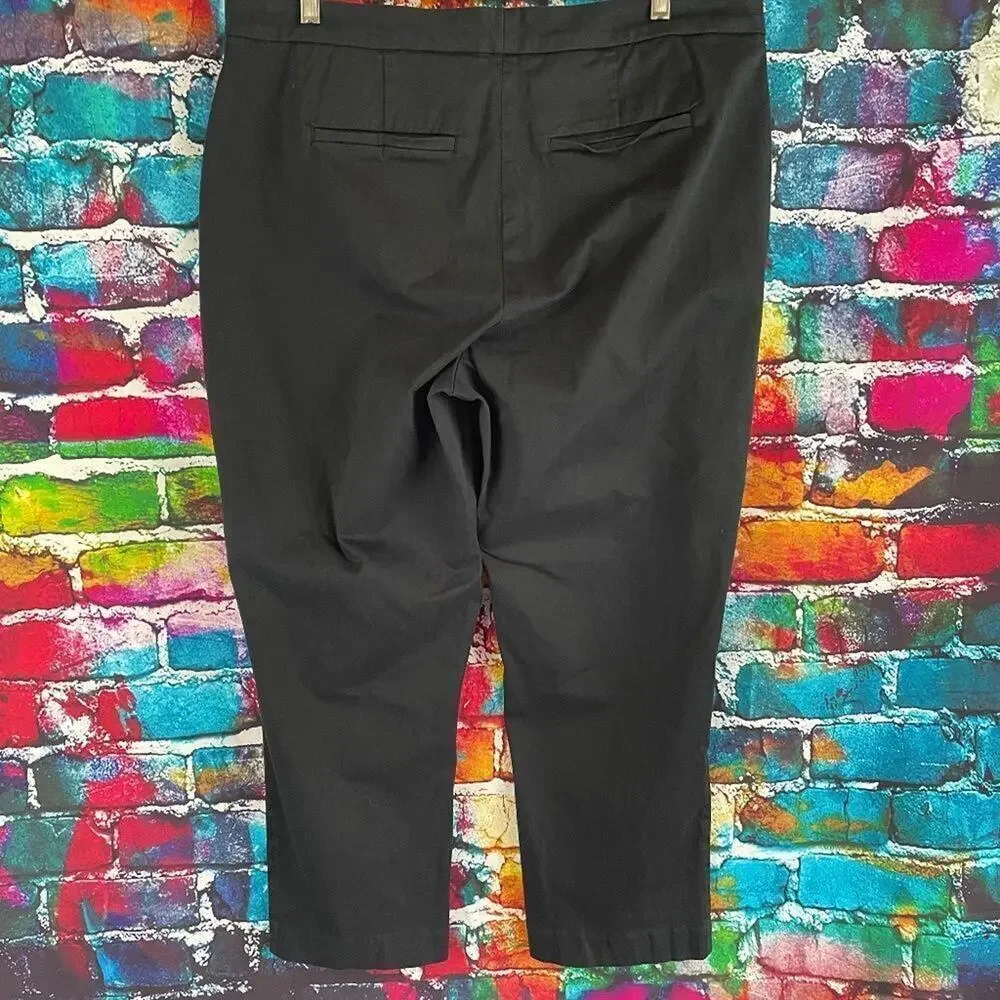 NYDJ Plus Everyday Sateen Ankle Pants Black Size 16W LiftxTuck